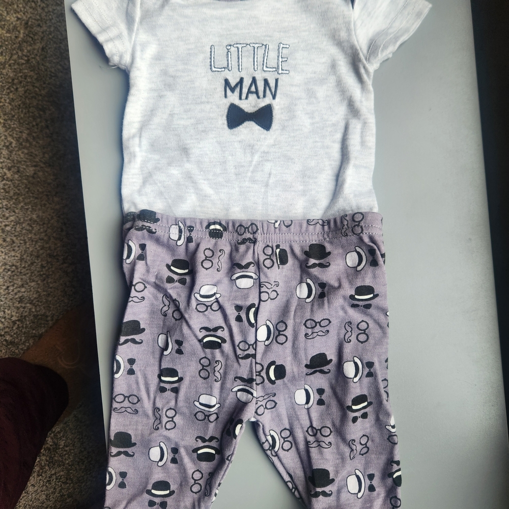 Little Man Kids Pajamas - White and Gray